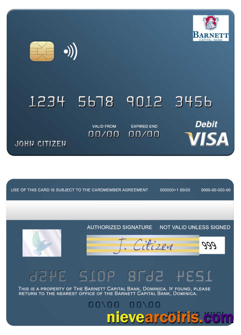 Dominica Barnett Capital Bank visa debit card